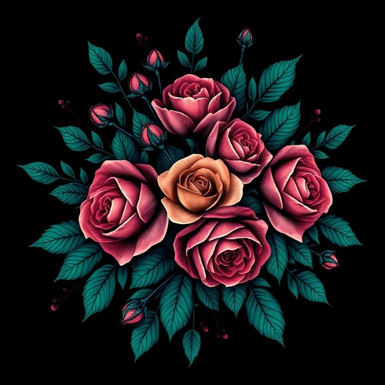Dark Floral POD design style